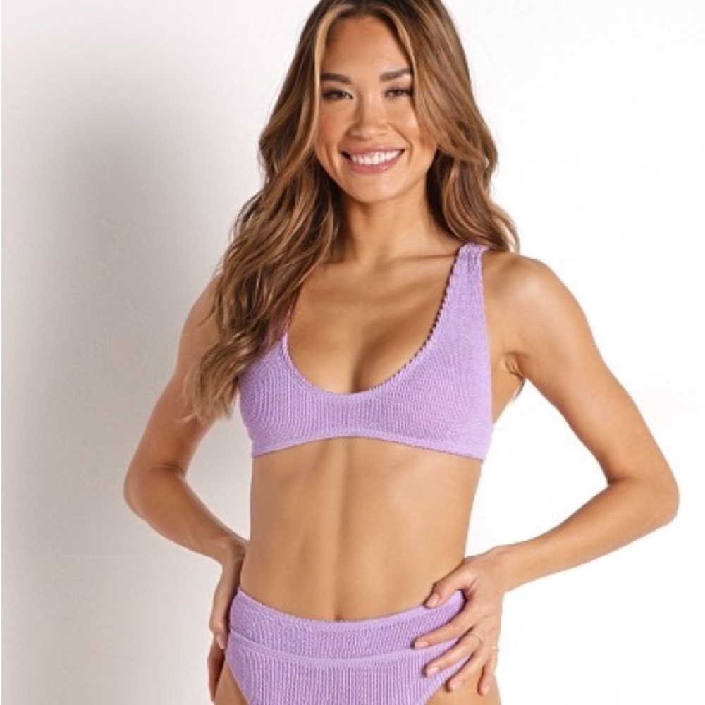 Bond-eye Lavender Knit Bikini Top and High Waist Bottom